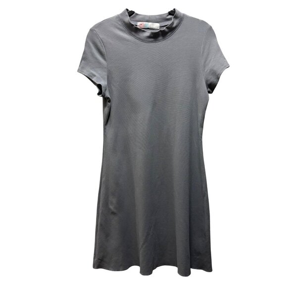 Free People Beach Womens Gray Short Sleeve Mock Neck Dress Size L